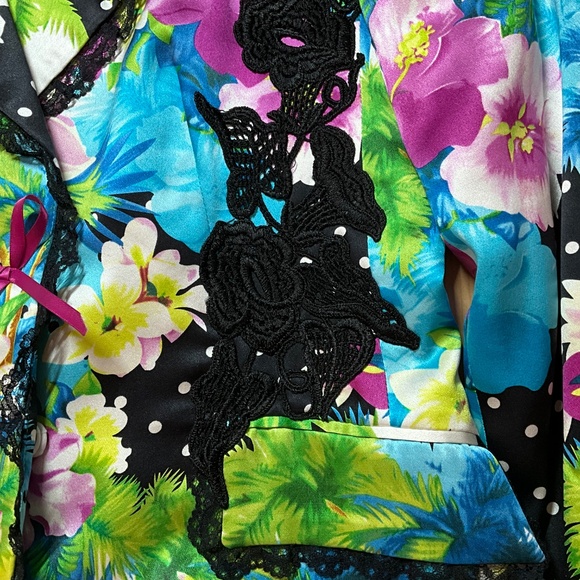 ALBERTO MAKALI 100% Silk Fully Lined Blazer Lace Trim Crochet Appliqué Sz 4 - Picture 8 of 13